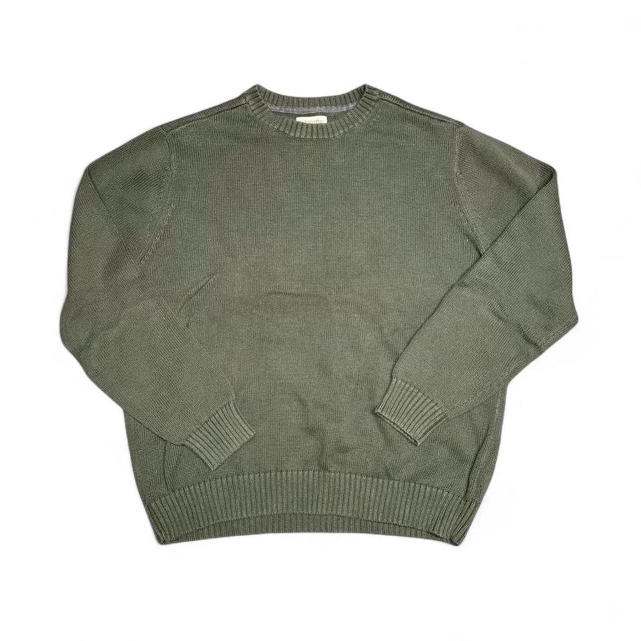 Vintage St. Johns Bay Fisherman Sweater Xl Green Cotton Chunky Knit Crew Neck